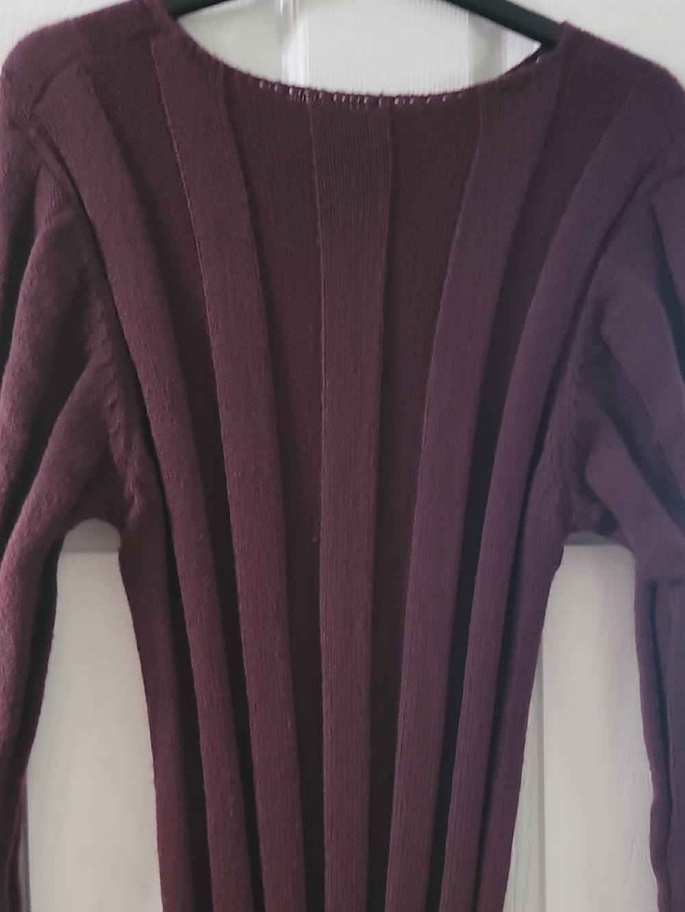 Ribbed Knit Sweater Maxi Dress - Deep Wine, Body Con With Stretch